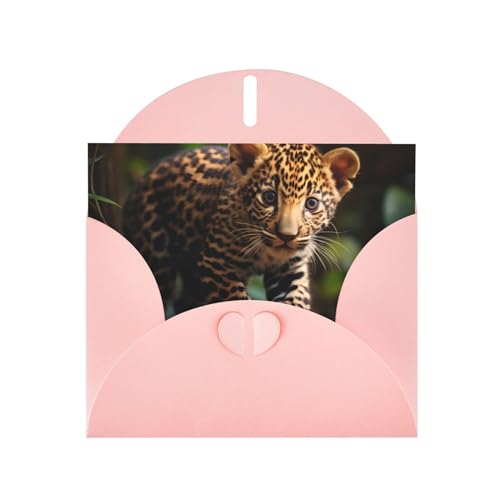 Pink WHJDPP süße Baby-Jaguar-Druck-Grußkarte – hochwertiges Perlglanz-Papier mit Perlglanz und schillerndem Funkel-Effekt von WHJDPP