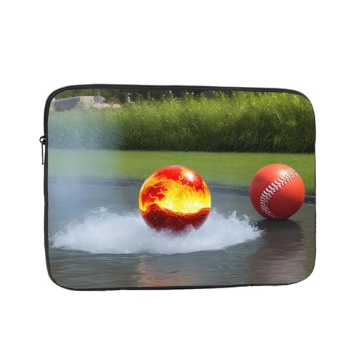 WHJDPP Laptoptasche mit Feuerwasser-Baseball-Aufdruck, stoßfest, tragbar, 25,4 cm (10 Zoll), leichte Laptop-Tasche für Damen und Herren, Geschäftsreisen, Büro und den täglichen Gebrauch von WHJDPP