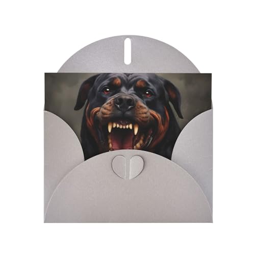 Graue WHJSHOP Rottweiler Tapetendruck-Grußkarte – hochwertiges Perlglanz-Papier mit doppelseitigem Perlen-Effekt von WHJSHOP