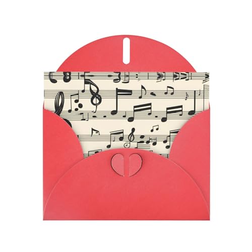 Red WHJSHOP Grußkarte mit Vintage-Musiknoten, hochwertiges Perlglanz-Papier mit doppelseitigem Perleffekt von WHJSHOP