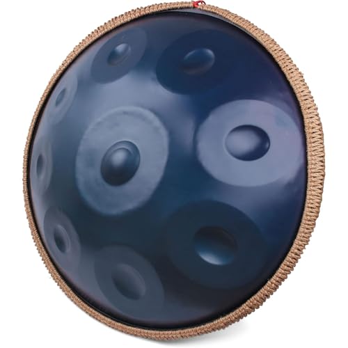 Handpan Drum 440HZ, Harmonic Handpan Drum in D-Moll 9 Töne 22 Zoll Hand Pan, Wunderschone Melodie, FüR Klangheilung, dass der perfekte Ton an Ihre Hände geliefert wird (Blau, 9-Ton) von WHOOLEFUN