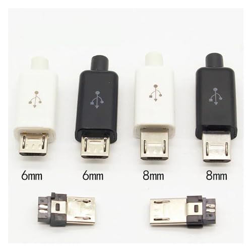 10pcs 5PIN Welding Type Male Connectors Charger 5P USB Tail Charging Socket 4 in 1 White Black(10pcs black 6mm) von WHRLQXM