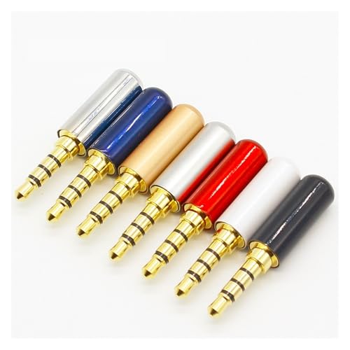 7pcs Copper Gold Plated 1/8" 3.5mm Male Jack soldering 4 pole Repair Headphone Cable Solder(1 UK) von WHRLQXM