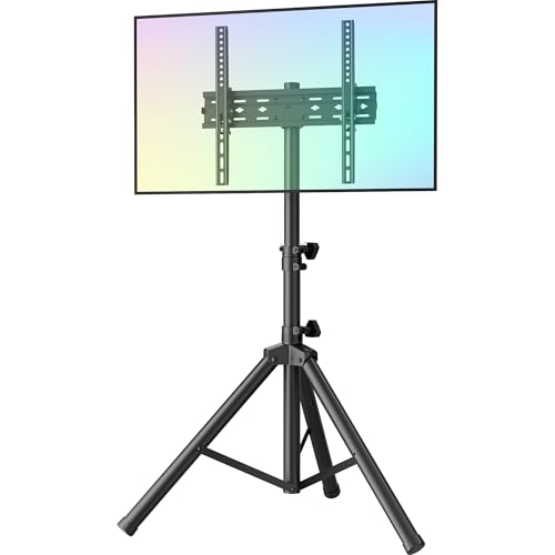 WHYFONE TV Ständer Standfuß Fernsehstand für 26-55 LCD LED Zoll Flach & Curved Fernseher, 4 Höhenverstellungen 15° Neigbar Fernsehständer TV Standfuss bis zu 35kg max. VESA 400X400mm von WHYFONE