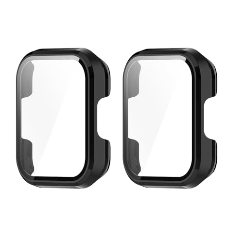 WIIKAI 2 Pack Hülle mit Glas Displayschutz Kompatibel mit for SKG Smartwatch V7，mit SKG Smartwatch V7 Pro Rundum Schutzhülle Schutz Case.(Schwarz) von WIIKAI