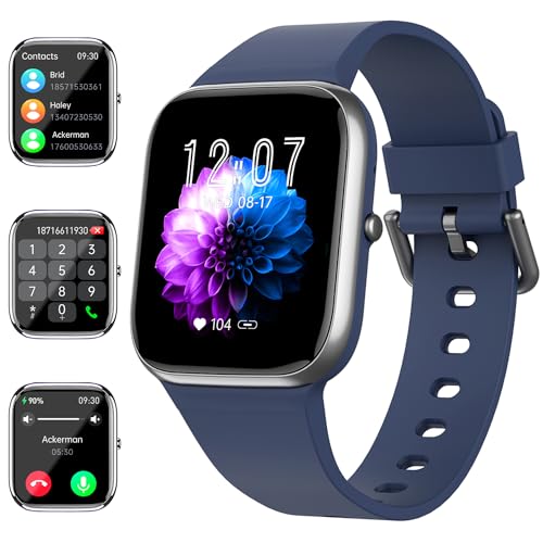 WILLFITME Smartwatch Herren Damen mit Telefonfunktion, 1,85" Smart Watch Fitnessuhr mit 100+ Sportmodi, Schrittzähler Schlafmonitor Pulsuhr IP68 Wasserdicht Armbanduhr Sportuhr für Android iOS (Blau) von WILLFITME