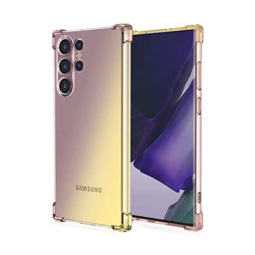 WILLIS TPU Silikon Handyhülle für Samsung Galaxy S22 Ultra 5G, Durchsichtig Farbverlauf Case, Anti Drop und Anti Scratch 6.8" Schutzhülle Schwarzes Gold von WILLIS
