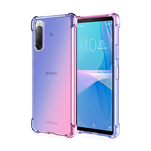 WILLIS TPU Silikon Handyhülle für Sony Xperia 10 IV, Durchsichtig Farbverlauf Case, Anti Drop und Anti Scratch 6" Schutzhülle Blau Rosa von WILLIS