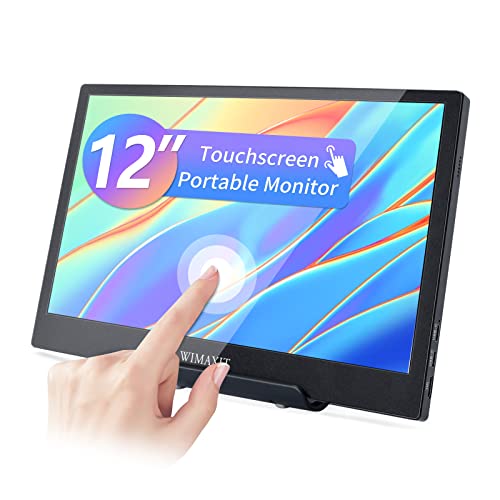 WIMAXIT 12 Zoll Tragbarer Touchscreen-Monitor, VESA Eye Care Monitor 70% sRGB IPS HDR Computerbildschirm mit 2 USB C Ports, Mini Dual HDMI-Lautsprecher mit Halterung von WIMAXIT