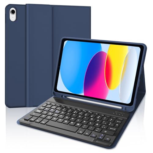 Tastatur für iPad 10 Generation 10,9 Zoll 2022, Hülle mit Tastatur für iPad 10 Generation, magnetische Bluetooth-Tastatur, abnehmbar, italienisches QWERTY-Layout für iPad 10 10,9 Zoll 2022, Marineblau von WINCHKING