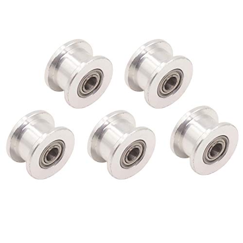 WINSINN GT2 Umlenkrolle 20 zahnlose 4mm Bohrung 6mm Breite Timing Pulley Rad Aluminium für 3D Drucker (5er Pack) von WINSINN