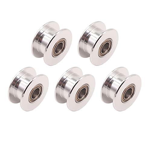 WINSINN GT2 Umlenkrolle 20 zahnlose 5mm Bohrung 6mm Breite Timing Pulley Rad Aluminium für 3D Drucker (5er Pack) von WINSINN