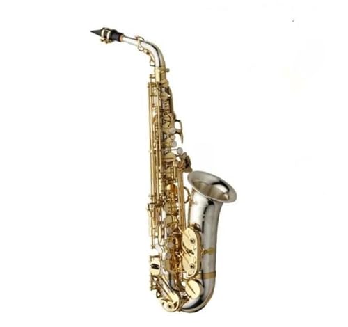 Anfänger Saxophon Altsaxophon Vernickelt Mit Goldklappe Professionelles Super-Play-Saxophon von WKRTGFHJ