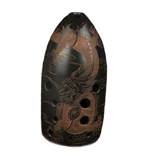 Okarina-Anfänger 10 Löcher Doppelkammer Xun Vintage Dragon Phoenix Xun Schwarze Keramik Doppel-Ocarina Professionelle Musikinstrumente(G Tone) von WKRTGFHJ