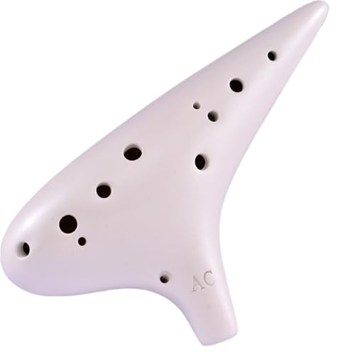 Okarina-Anfänger Okarina 12-Loch AC-gestimmte Okarina Anfänger Professionelles Frosted Ocarina 12-Loch Alt-Performance-Instrument(White) von WKRTGFHJ