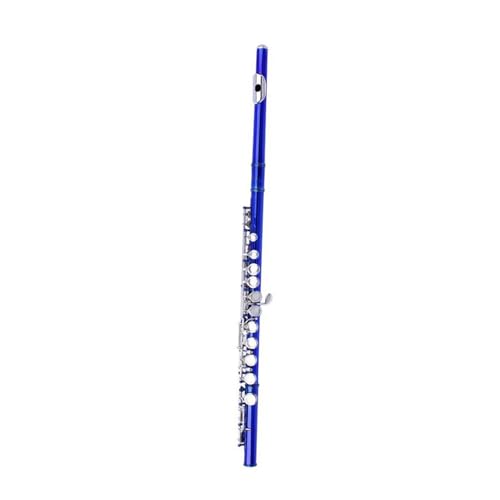 Querflöte Anfänger 16 Löcher C-Ton-Flöte E-Ton Holzblasinstrument Vernickelte Silberne Kupfernickel-Röhrenflöte Mit Zubehör(Blue) von WKRTGFHJ