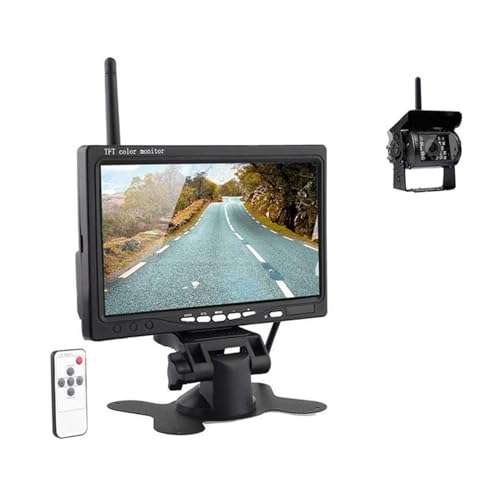 Rückfahrkamera Kit 7 Inch Drahtlose Rückfahr Auto Monitor TFT LCD Reverse Rückansicht Kamera Nachtsicht 30 Meter Analog Signal for Bus RV(Wireless Set 2 Cameras) von WLLKIY