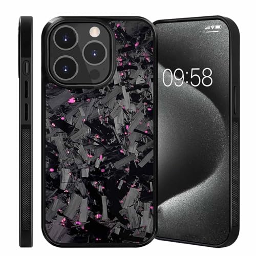 Hexafiber Phone Case, New Forged Carbon Fiber Phone Case, Large Forged Carbon Fiber Flakes Case, All-Inclusive Magnetic Anti-Fall Phone Case, Support Wireless Charging (For iPhone 15 Pro,Purple) von WLWWCX