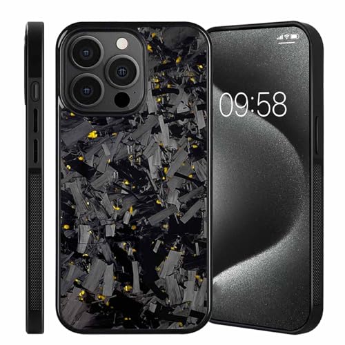 Hexafiber Phone Case, New Forged Carbon Fiber Phone Case, Large Forged Carbon Fiber Flakes Case, All-Inclusive Magnetic Anti-Fall Phone Case, Support Wireless Charging (For iPhone 16 Pro Max,Gold) von WLWWCX