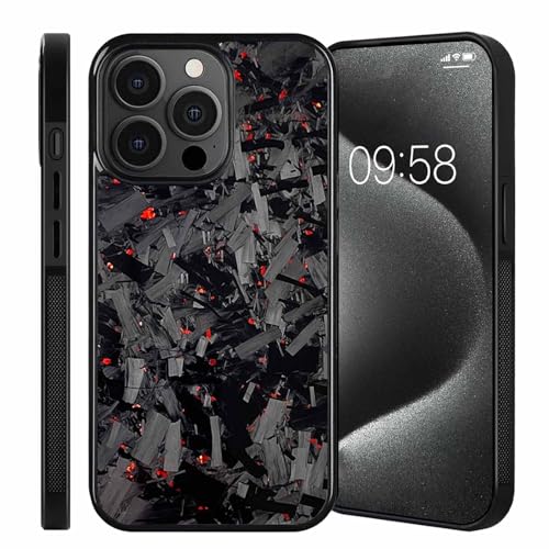 WLWWCX Hexafiber Phone Case, New Forged Carbon Fiber Phone Case, Large Forged Carbon Fiber Flakes Case, All-Inclusive Magnetic Anti-Fall Phone Case, Support Wireless Charging (for iPhone 12 Pro,Red) von WLWWCX