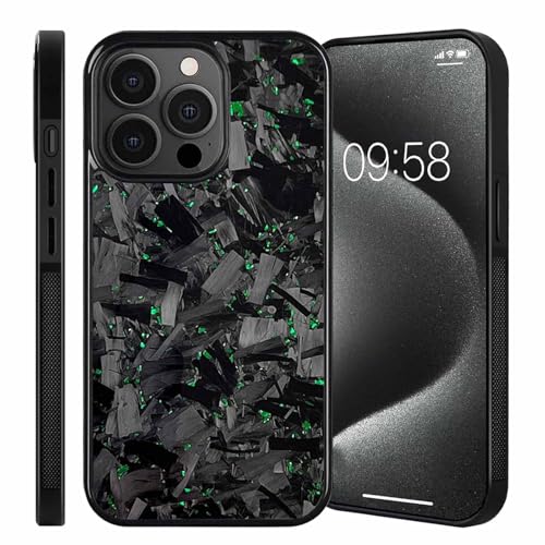 WLWWCX Hexafiber Phone Case, New Forged Carbon Fiber Phone Case, Large Forged Carbon Fiber Flakes Case, All-Inclusive Magnetic Anti-Fall Phone Case, Support Wireless Charging (for iPhone 14,Green) von WLWWCX