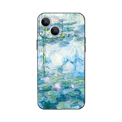 WMCFNG Kompatibel mit iPhone-Hülle, ästhetische Claude Monet Malerei, Seerosen, Blumen, Blumen, Kunst, iPhone 13, schlanke, stoßfeste Schutzhülle für Damen und Mädchen (Wasserlilie, iPhone 14 Plus) von WMCFNG