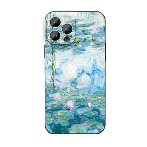 WMCFNG Kompatibel mit iPhone-Hülle, ästhetische Claude Monet Malerei, Seerosen, Blumen, Blumen, Kunst, iPhone 13, schlanke, stoßfeste Schutzhülle für Damen und Mädchen (Wasserlilie, iPhone 15 Pro) von WMCFNG