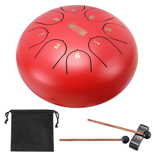 WMFASBAG 6 Zoll 8 Noten Handpan Trommel mit Tragetasche Trommelschlägel Musikbuch Klangheilungsinstrumente Regentrommel Instrument für Yoga Meditation Einzigartiges Geschenk von WMFASBAG