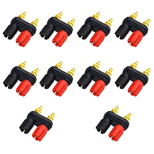 WMYCONGCONG 10 PCS Doppelter 4-mm-Bananenstecker-Buchsen-Anschlusspfosten für Lautsprecherverstärkeranschluss, vergoldet von WMYCONGCONG