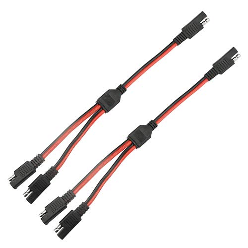 WMYCONGCONG 2 Stück 30 cm 14 AWG SAE Y-Splitter 1 zu 2 SAE-Stecker Schnellspanner Schnelltrennung Auto Solarstrom Ladeverlängerung Kabel für Auto Solarpanel von WMYCONGCONG