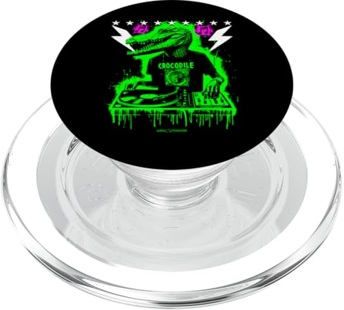 Ein cooler Krokodil-Alligator-DJ mit Blitzbolzen PopSockets PopGrip für MagSafe von WOAH MANATEE