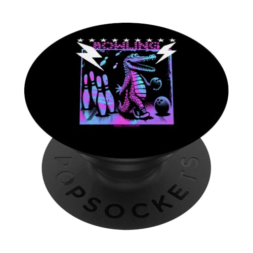 Ein cooles Krokodil-Bowling mit Blitzschlag PopSockets Klebender PopGrip von WOAH MANATEE