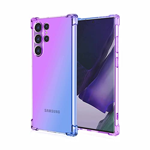 WOBURN Silikon Hülle für Samsung Galaxy S23 Ultra 5G Case, Handyhülle Transparent Dünne Weiche Gradient TPU Soft Stoßfest Durchsichtige Schutzhülle Cover Bumper (Lila Blau) von WOBURN