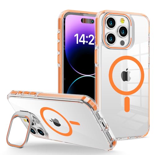 WOGROO Schutzhülle für iPhone 12 Pro Max, kompatibel mit MagSafe, magnetischer Ständer, für Frauen und Mädchen, Hülle für iPhone 12 Pro Max, 6,7 Zoll, Transparent Orange von WOGROO
