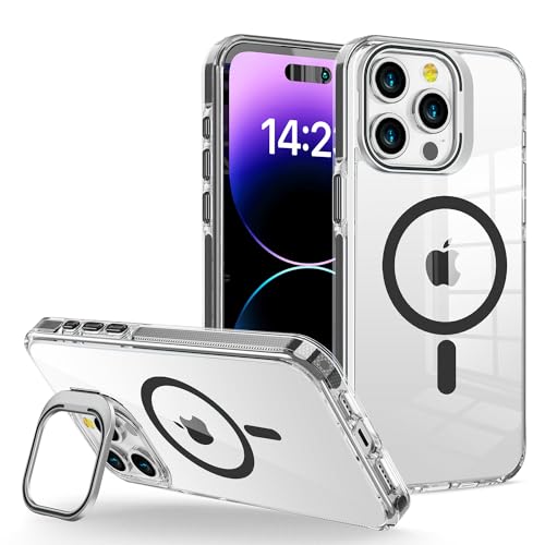 WOGROO Schutzhülle für iPhone 15 Pro Max, kompatibel mit MagSafe, magnetischer Ständer, für Frauen und Mädchen, Hülle für iPhone 15 Pro Max, 6,7 Zoll, transparentes Schwarz von WOGROO