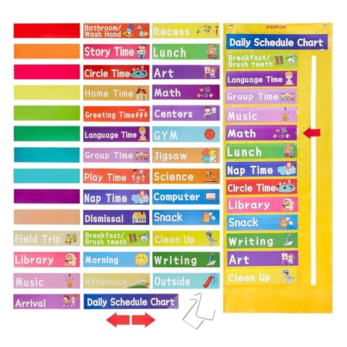 Tagesplan-Taschendiagramm, Stundenplan-Taschendiagramm, Bewegliche Pfeile zeigen Tagesplandiagramm an, Erleben Sie einen visuellen Zeitplan und ein Routinekalenderdiagramm für Schüler und Lehrer von WOGXN