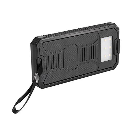 WOHPNLE Solar-Powerbank, 20.000 mAh, Dual-USB-Solar-Handy-Ladegerät, tragbare Solar-Akku-Bank, schnelles Aufladen, Solar-Ladegerät für Mobiltelefone (Black) von WOHPNLE