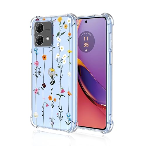 WOKEZ Clear Hülle für Motorola Moto G84 5G, Stoßfeste TPU Handyhülle für Motorola G84 5G mit Blumen Muster, Transparente Schutzhülle für Moto G84 Schlanke Bumper-B39 von WOKEZ