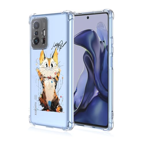 WOKEZ Clear Hülle für Xiaomi 11T/Xiaomi 11T Pro, Transparente Handyhülle für Xiaomi 11T/11T Pro mit Kat Muster, Stoßfeste TPU Schlanke Bumper Schutzhülle-A33 von WOKEZ