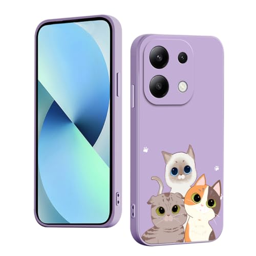 WOKEZ Hülle für Xiaomi Redmi Note13 Pro 4G/Poco M6 Pro 4G mit Katzen, Dünn Silikon Handyhülle für Redmi Note13 Pro 4G/Poco M6 Pro 4G, Stoßfest Weiches Case mit Kratzfest-Lila01 von WOKEZ