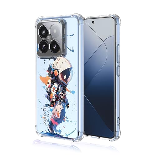 WOKEZ Transparent Hülle für Xiaomi 14T Pro, Handyhülle Transparent für Xiaomi 14T Pro mit Motiv Astronaut, Dünn Clear Case Klarsicht TPU Bumper Schutzhülle-A36 von WOKEZ