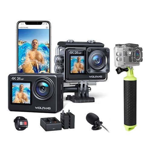 WOLFANG Action Cam GA200 4K30FPS & Schwimmender Griff Set von WOLFANG