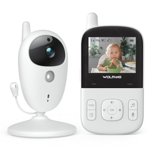 WOLFANG Babyphone mit Kamera und Audio, 2.8 Zoll Video Baby Monitor Bildschirm, ECO Modus Nachtsicht Temperatursensor Schlaflieder Lange Akkulaufzeit von WOLFANG