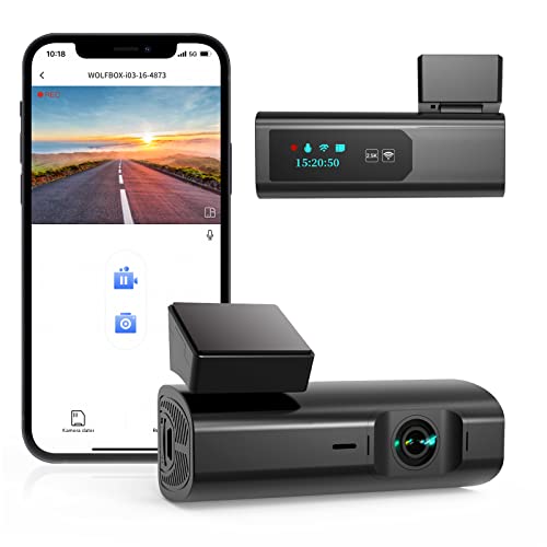 WOLFBOX i03 Autokamera Dashcam: Kabellose Dashcam Auto mit 2,5K Front, Full HD 1600P Recorder, Nachtsicht, Weitwinkel, WDR, G-Sensor, Parkmonitor und App-Steuerung. von WOLFBOX
