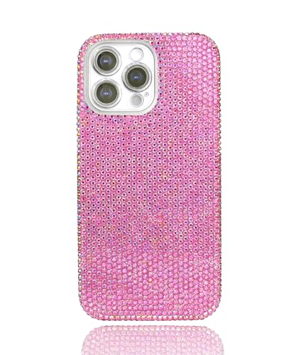 Luxuriöse Schutzhülle mit Strasssteinen für iPhone 16 Pro, glitzernd, niedlich, glänzend, glitzernd, 16 cm (6,3 Zoll), dünne, schlanke Kristall-Schutzhülle für Damen und Mädchen, Rosa (AB Rose Red) von WONGS