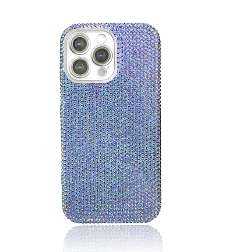 Luxuriöse Schutzhülle mit Strasssteinen für iPhone 16 Pro Max, glitzernd, niedlich, glänzend, glitzernd, 17,5 cm (6,9 Zoll), dünne, schlanke Gummi-Schutzhülle für Damen und Mädchen, Violett (AB) von WONGS