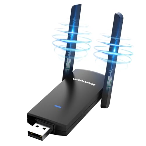 WONLINK USB WLAN Stick für PC, 1300Mbps Internet WLAN Stick USB WLAN Adapter Dual Band mit Antenna für PC/Desktop/Laptop, Kompatibel mit Windows 11/10/8/8.1, Mac OS 10.9~10.15, Eingebauter Treiber von WONLINK