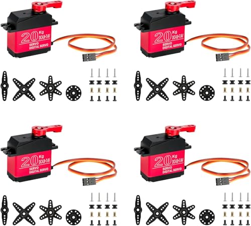 WOOLUCK® 4 Stück Digital RC Servo Motor 270°, 20KG High Torque Metallgetrieb Servomotor für RC Modelle, Starrflügel, Auto, Roboter und intelligenten DIY von WOOLUCK