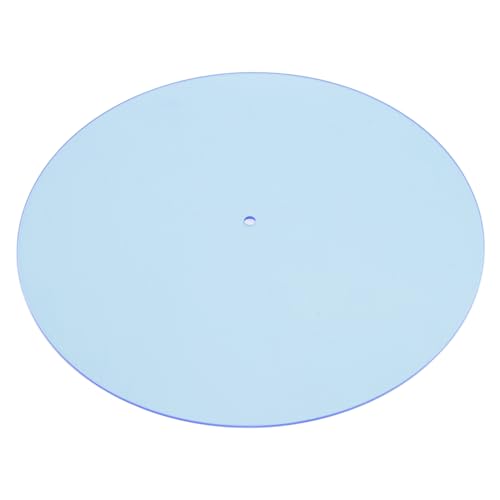 WOOXGEHM Acryl Plattenspielermatte, Transparent, Reduziert Statische Staubgeräusche, Plattenspieler Matte, Plattenspieler Slipmat für 12 Zoll Vintage Plattenspieler (Hellblau) von WOOXGEHM