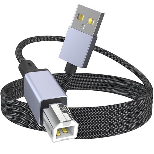 Printer USB Kabel, 2m USB-A auf USB-B 2.0 Drucker USB MIDI Kabel Nylon Geflochten für HP, Canon, Brother, Samsung, Dell, Epson, Lexmark, Xerox Yamaha Casio Digital Piano DAC MIDI Controller und mehr11 von WORLDBOYU